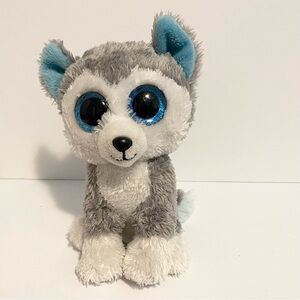 Ty Husky Beanie Boo Plush Slush Wolf Puppy Dog 6” Stuffed Animal Toy Big Eyes